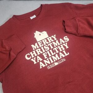 Home Alone Sweatshirt Burgundy Filthy Animal Graphic Holiday Unisex Small